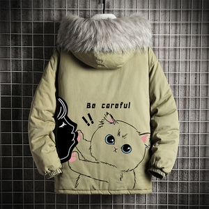 MM48116-P130 冬季大毛领衣男士大码加厚袄男服 网格挂拍图片