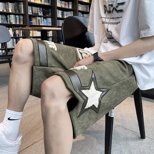 美式街头刺绣运动短裤男夏季潮牌ins嘻哈宽松休闲五分裤D990-p33,男装休闲裤,星座1008-1