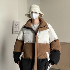 港风2026新品冬季宽松情侣装撞色棉衣棉服冬装加厚外套D007-P90，男装棉衣，星座717