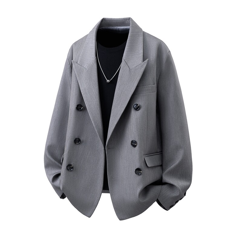 双排扣大码M-5XL西服男成分96%聚酯纤维4%氨纶XF78127P85控128，男装西服，星座227-7