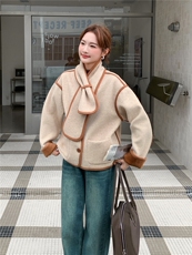 高级感小香风毛呢短款外套女冬季2025新款小个子宽松休闲呢子上衣，女装短外套，韩蜜菓