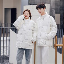 仓库现货立领潮牌修身宽松鲨鱼皮面料情侣白鸭绒羽绒服R2218P100，男装羽绒服，星座301D-5(原星座1415）