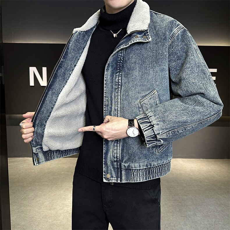 M-3XL9566-P175羊羔毛加绒加厚渐变色牛仔外套男,男装工装外套,电商B321-1