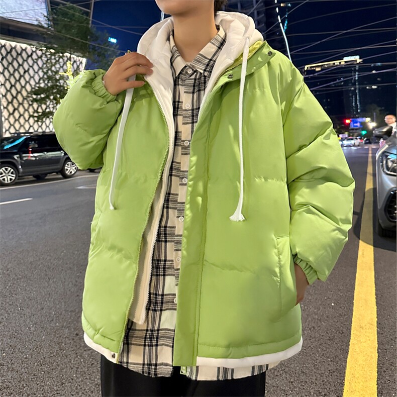 新款男冬季假两件连帽加厚港风棉衣M062-P70控158图片