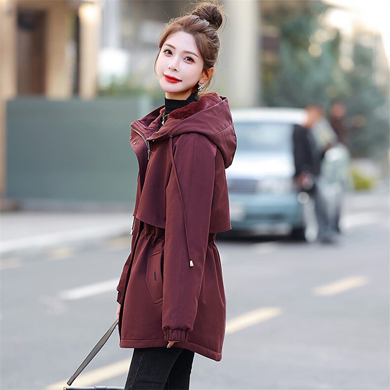 现货Ｓ-3ＸＬ加绒加厚大码胖ＭＭ派克服时尚百搭减龄外套,女装大码女装,妃曼