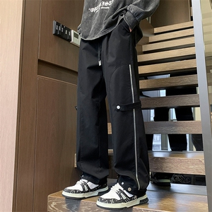24春款港风工装纽扣拉链裤休闲裤束脚裤男KP212 P55图片