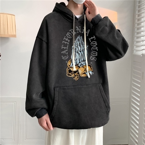 新款秋冬港风宽松连帽套头卫衣X5666-常规P70控88-加绒P80控98图片