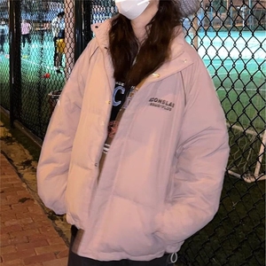 甜心轰炸机日系甜美字母印花立领短款棉服秋冬季保暖加厚羽绒棉服图片
