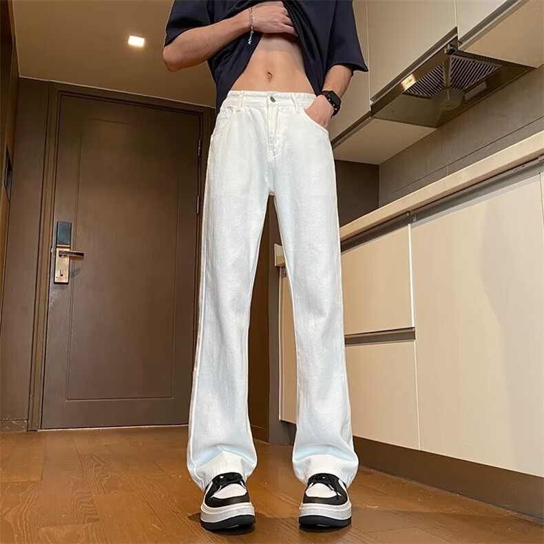 新款微喇牛仔裤男款ins潮牌宽松直筒高端垂感拖地休闲裤子男,男装牛仔裤,星座218-1（原230）