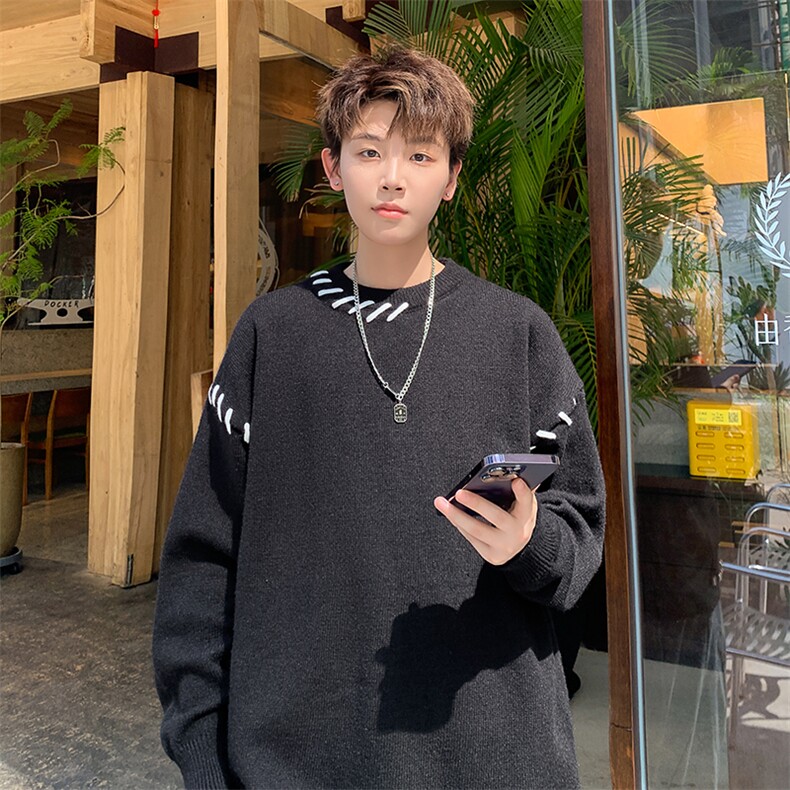 手缝拼接纯色毛衣XZ503-MY11P60控88,男装针织衫/毛衣,星座503-1