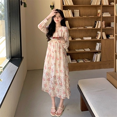 夏季新品设计感V领印花连衣裙2C2851807P115K168，女装连衣裙，2C285