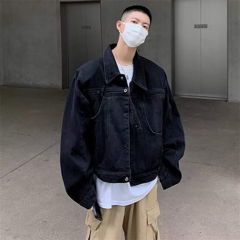 美式水洗复古设计感牛仔外套男春秋季高街痞帅高级感夹克外套,男装夹克,星座716-3
