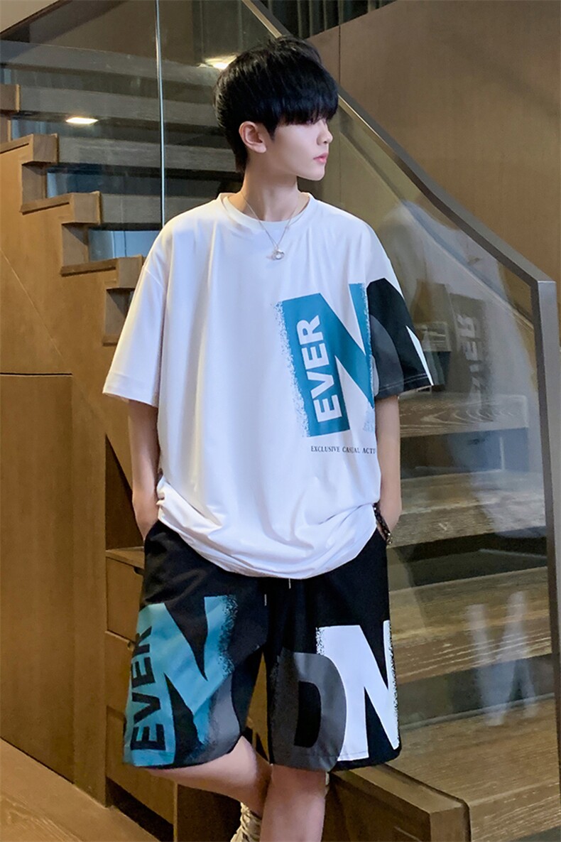 夏季冰丝高弹速干短袖短裤运动套装2406特P45控68,男装休闲套装,电商A309