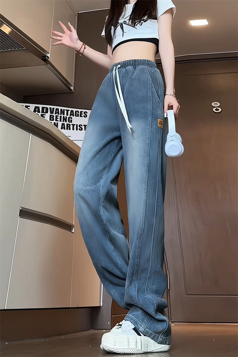 特批P42无差价夏秋衔接得物品质星空纹牛仔长裤男中性阔腿裤N9092,男装休闲裤,电商A001-1