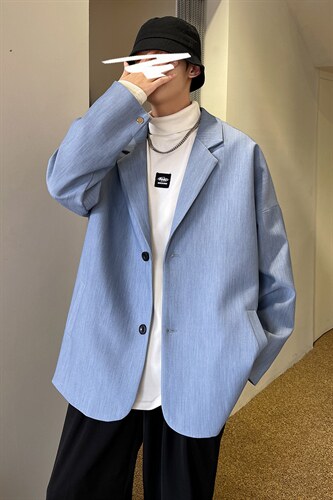 港风春季轻奢西装男帅气高级感雅痞西服休闲宽松外套A071-X07-P85图片