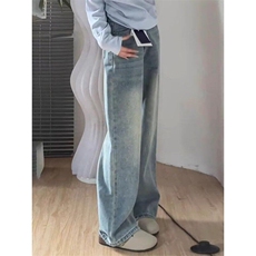 浅色阔腿牛仔裤女高腰春季女宽松显瘦梨形身材直筒裤子N7025，男装牛仔裤，星座1116A（原606A-3）