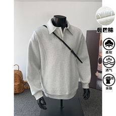 特批P50无差价秋季500g重磅曼巴棉拼接老钱风休闲大码卫衣男W5416，男装卫衣，电商A001-1