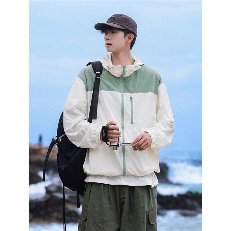 【UPF50+防晒服】X2381-TP40控价68夏季拼色外套连帽轻薄夹克男,男装夹克,电商A102-1