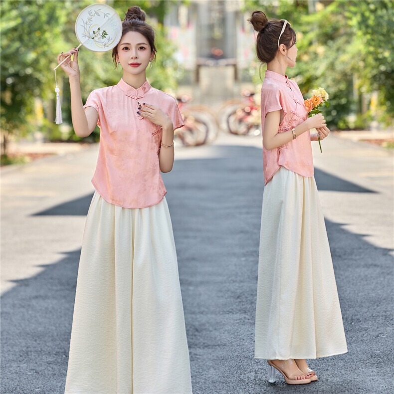 中式国风裙裤套装女2025夏季新款气质高端显瘦旗袍巨好看两件套潮，女装套装/套裙，艾仟回(原伊仟回)