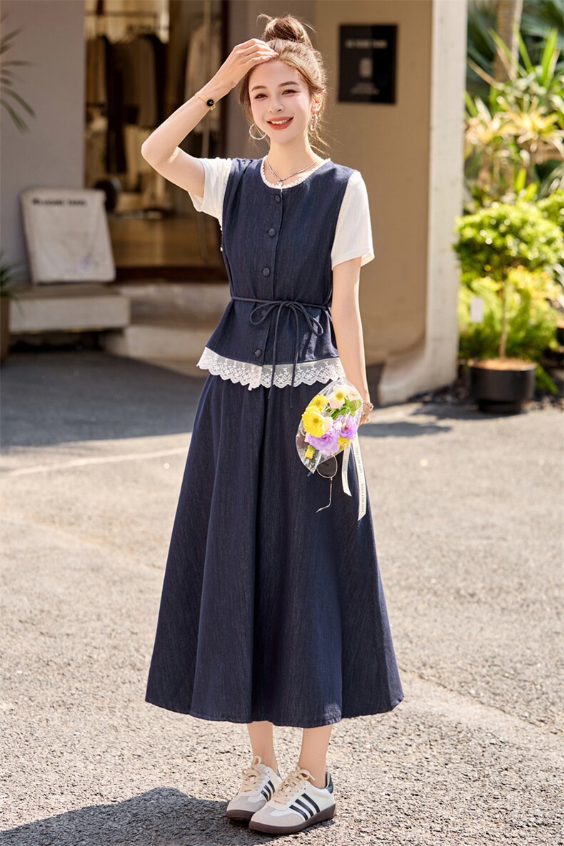 牛仔套装裙2025夏季新款高级松弛感超火韩系气质小香风穿搭一整套,女装套装/套裙,瑶迪依秀