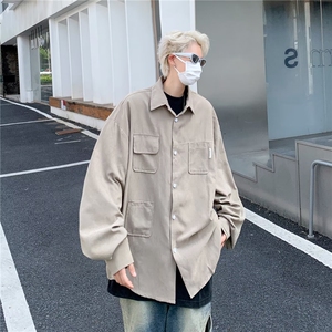 衬衫男长袖秋季新款日系复古潮流潮牌痞帅百搭宽松衬衣外套图片