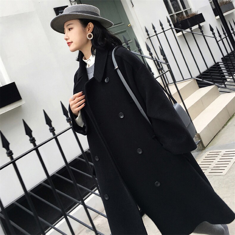 赫本风毛呢外套中长款2021年冬季新款森系宽松斗篷大衣女呢子大衣,女装毛呢外套,红依娜