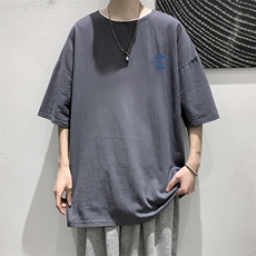 YT26395-P30亚麻短袖t恤男大码五分袖男宽松七分袖大皂风模特，男装T恤，电商A040
