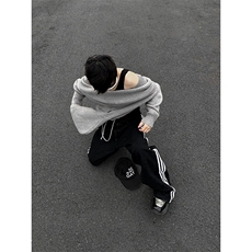 B221美式ins高街小众宽松三条杠运动牛仔裤LK23130-P60控78，男装牛仔裤，电商B221