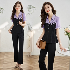 法式拼接两件套女2025年春夏新款高级感修身显瘦职业套装，女装套装/套裙，采品优优