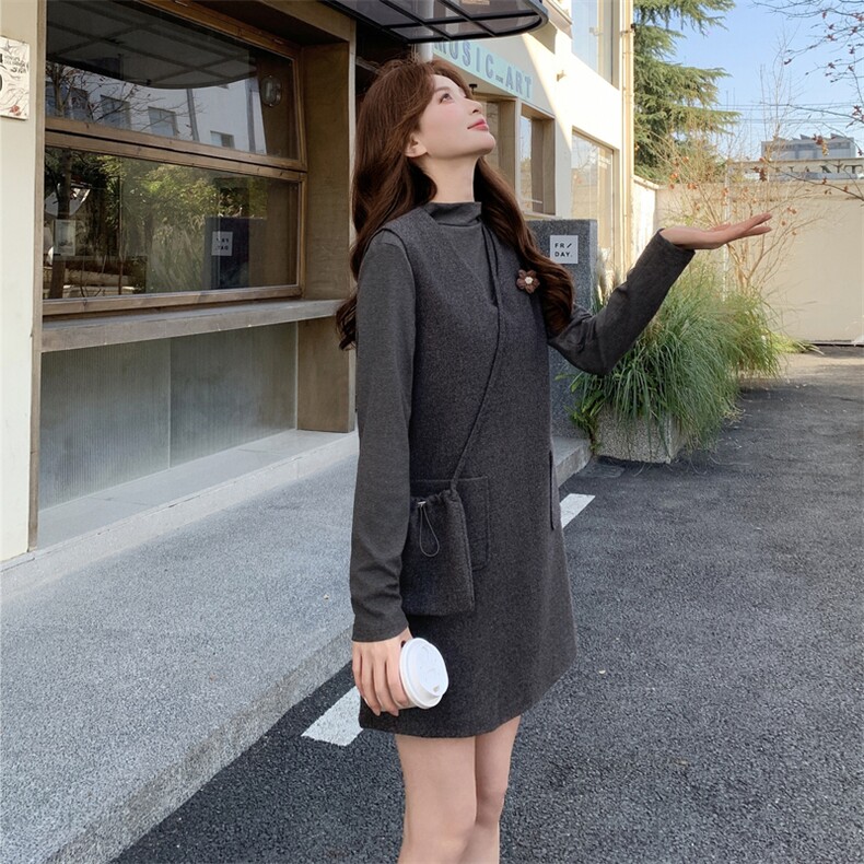 韩系高级感呢料马甲+针织打底套装女2026春装新款两件套裙,女装套装/套裙,魅影
