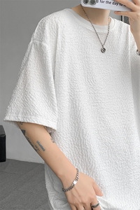 8XL-M 特大码短T恤泡泡袖肌理感冰丝短袖衬衫上衣五分袖DX322P25图片