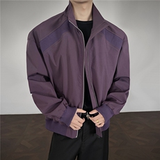 JK008港风模特春装拼接工装立领夹克聚酯纤维(M-5XL)TP35，男装夹克，电商A088