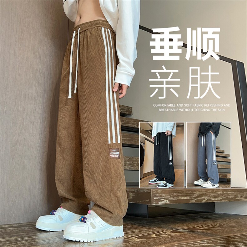 美式休闲裤子男款春秋季潮牌宽松高街复古直筒运动裤K5320-P48图片