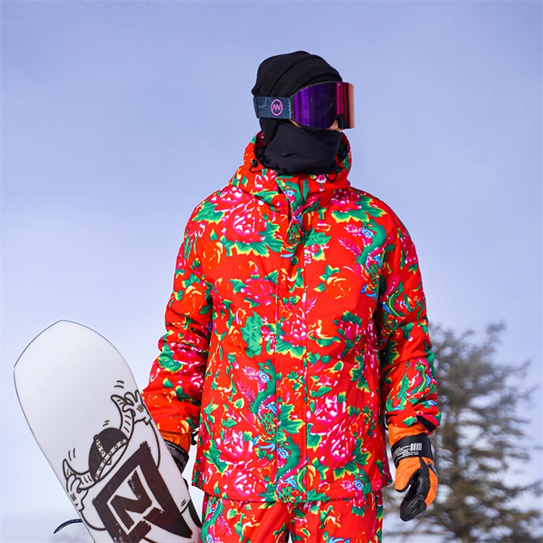 2025春东北大花袄民族风户外风防水滑雪服加绒保暖外套HF37-P175，男装棉衣，电商A001-1