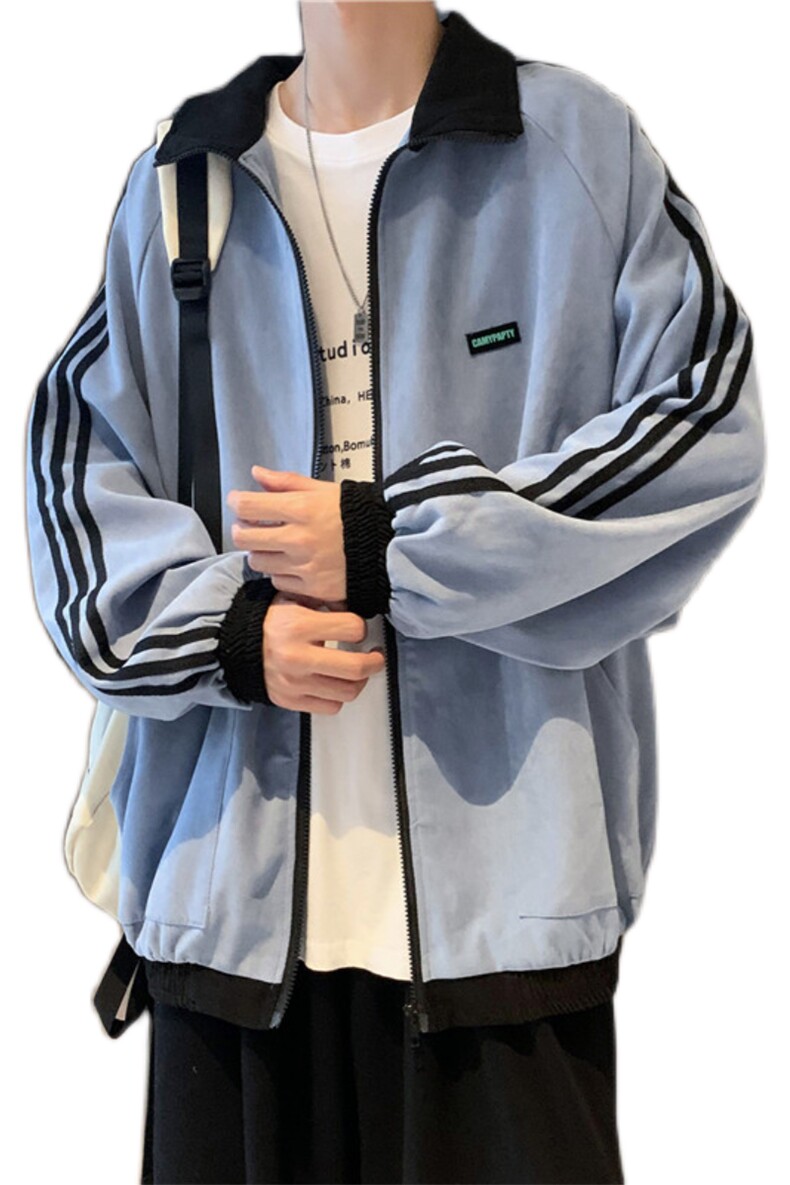 910A-DY23-P85控108秋装条纹小清新夹克女韩版情侣休闲运动外套男,男装夹克,星座910A