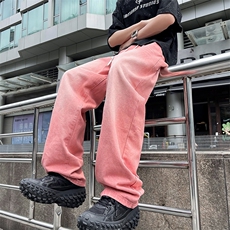 春秋季新款多巴胺水洗牛仔裤男士潮牌宽松复古直筒裤，男装牛仔裤，星座410-7