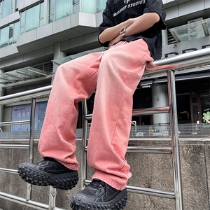 春秋季新款多巴胺水洗牛仔裤男士潮牌宽松复古直筒裤图片