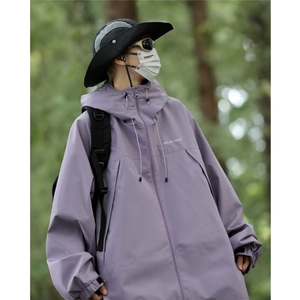 轻户外机能连帽冲锋衣外套男女百搭同款撞色宽松工装夹 W9276 P58图片
