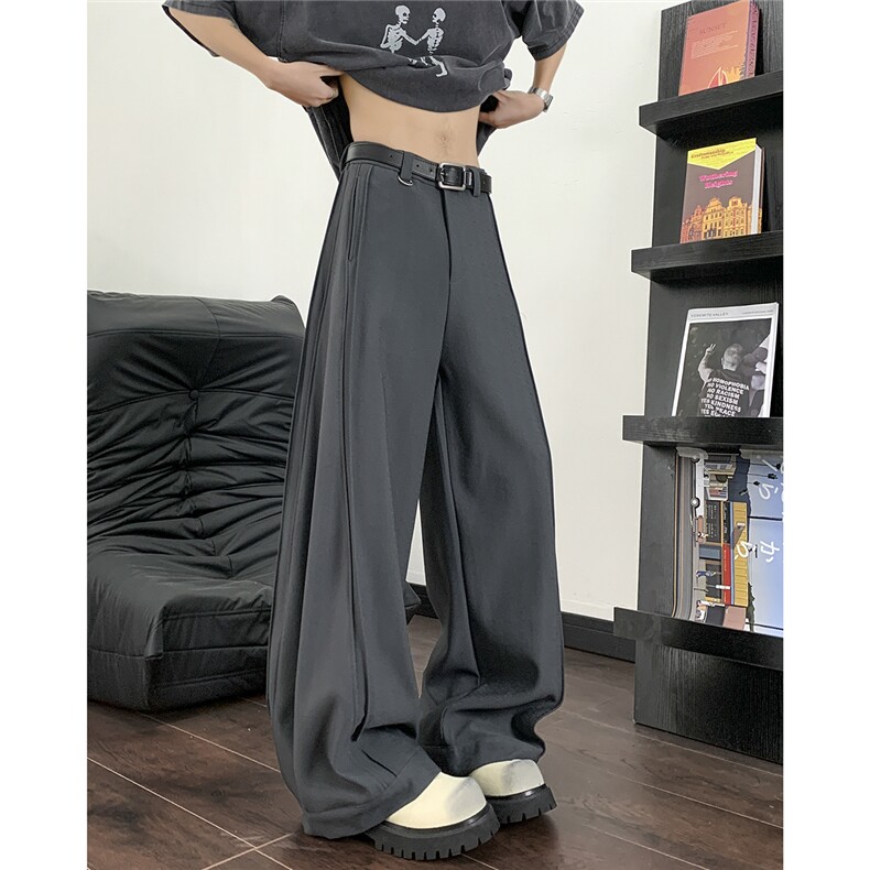 复古cleanfit纯色阔腿垂感高腰廓形西裤男女宽松长裤X057-P57，男装休闲裤，星座308B-2