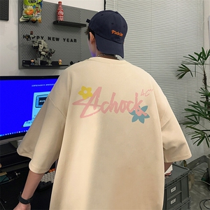 抖音得物二开现货供应220克夏装重磅美式高街宽松短袖t恤MT80