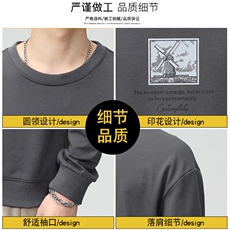 男士卫衣男春秋款圆领潮牌男装新款男款长袖上衣秋季无帽8055-P33，男装卫衣，电商D215