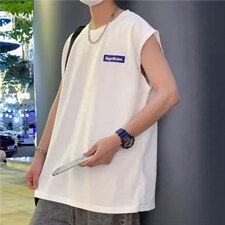 背心男无袖韩版潮纯色高街帅气2023夏季新款ins宽松t恤W2932-P22，男装背心/马甲，星座412-2