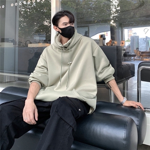 情侣装秋季新款美式复古假两件连帽卫衣半拉链外套男潮 D318 P40图片