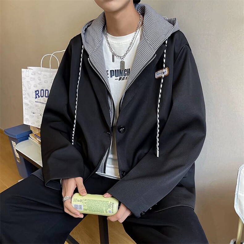 男士休闲西装外套双层连帽西装J6507P73,男装西服,星座1116-2