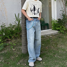 网图cleanfit裤子高街潮牌水洗微喇叭牛仔裤NZ05，男装牛仔裤，星座310A-4
