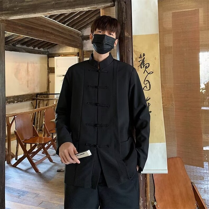 新中式风中山装男立领盘扣衬衫外套高级感休闲宽松A330/P62,男装衬衫,星座506