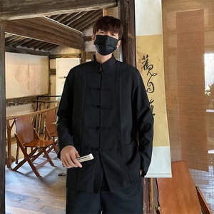 新中式风中山装男立领盘扣衬衫外套高级感休闲宽松A330/P62图片