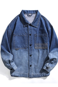 水洗刺绣牛仔夹克春季男士渐变色牛仔外套XZ310B-3-NZ1998--P75图片
