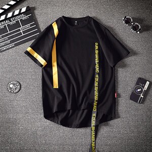 欧美街头嘻哈短袖男潮牌飘带情侣装夏装T616-P35图片