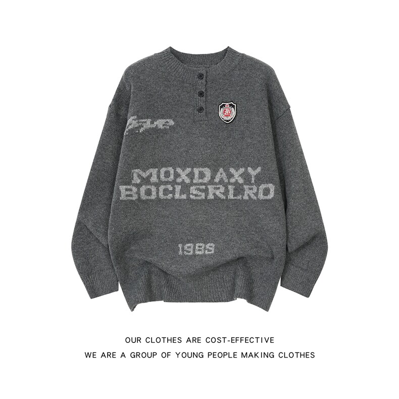 冬季新款字母印花针织衫潮流宽松加厚保暖毛衣，男装针织衫/毛衣，星座410-7